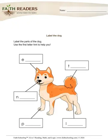 Kindergarten Grammar & Writing: Labeling — worksheet preview