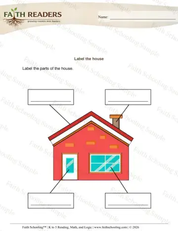 Kindergarten grammar & writing worksheet — Labeling. Labelling (Practice Set 4)