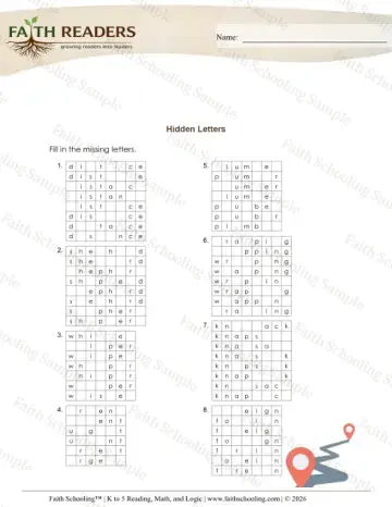 3rd Grade phonics worksheet — Hidden Letters (Practice Set 3) (Practice 2)