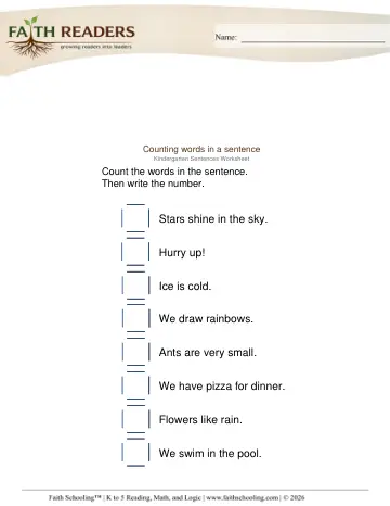 Kindergarten Grammar & Writing: Sentences — worksheet preview