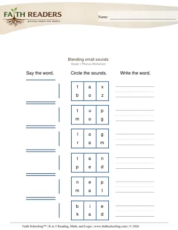 Grade 1 Phonics, Decoding & Spelling Patterns: Phonemic Awareness — worksheet preview