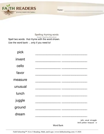 Rhyming Words (Practice Set 3)