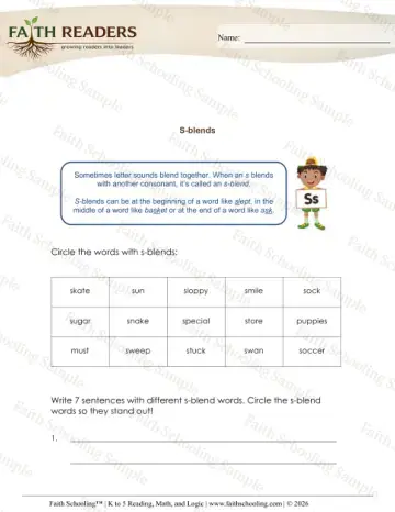 3rd Grade phonics worksheet — Blends & Digraphs. Consonant Blends (Practice Set 7)