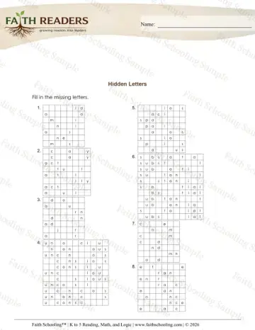 5th Grade phonics worksheet — Hidden Letters (Practice Set 3) (Practice 2)
