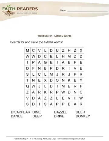 Word Search Letter D
