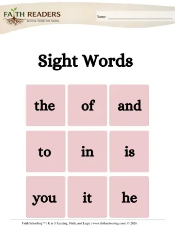 Kindergarten Phonics, Decoding & Spelling Patterns: Sight Words — worksheet preview