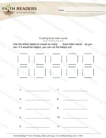3rd Grade phonics worksheet — Word Building & Unscramble. Constructing Words (Practice Set 4)