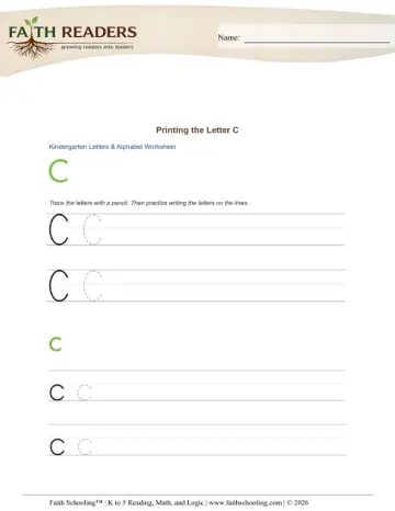 Kindergarten Phonics, Decoding & Spelling Patterns: Letter Tracing And Printing — worksheet preview