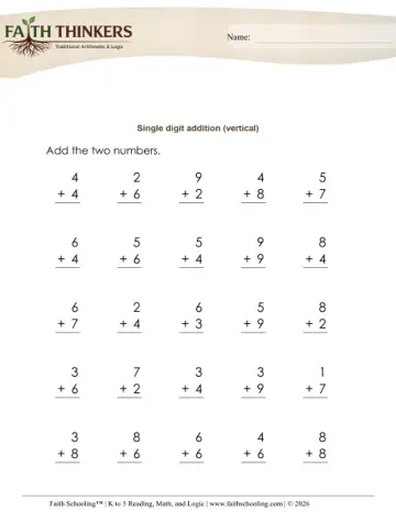 Kindergarten Early Learning / Preschool / Kindergarten Readiness: Addition Facts And Drills — worksheet preview
