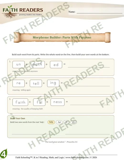 4th Grade — Prefixes, Roots & Suffixes watermarked preview