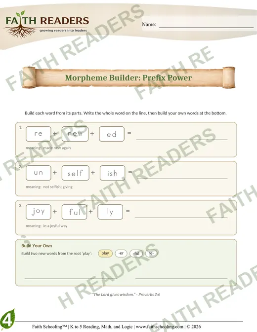 4th Grade — Prefixes, Roots & Suffixes watermarked preview