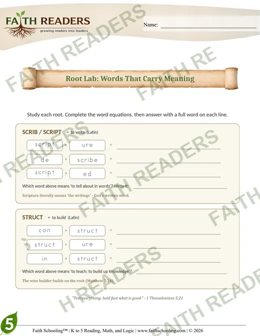 5th Grade — Greek & Latin Roots watermarked preview