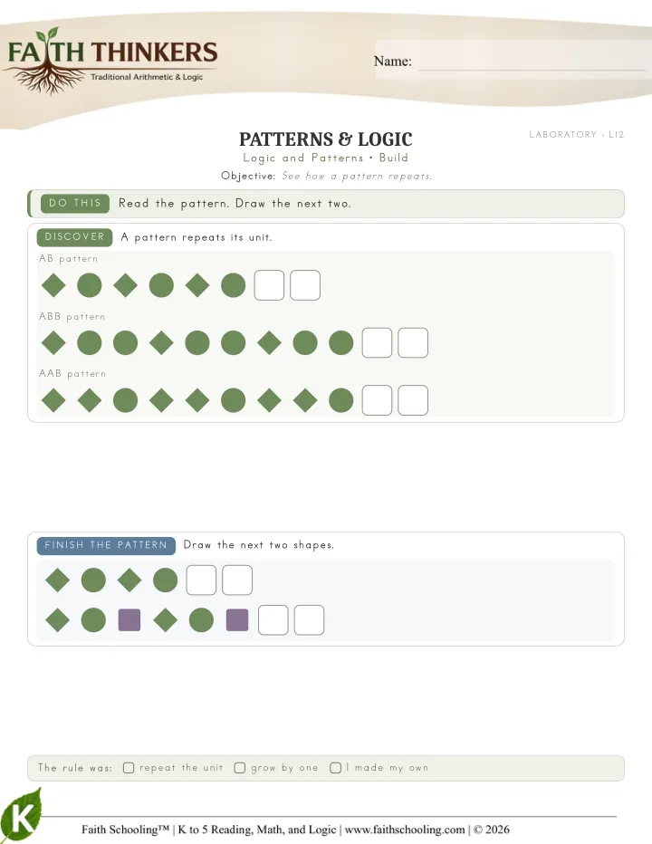 Build worksheet sample