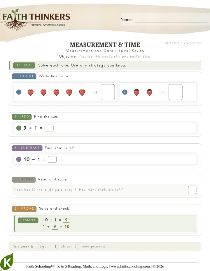 Spiral worksheet sample