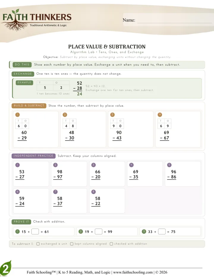 Placevalue worksheet sample