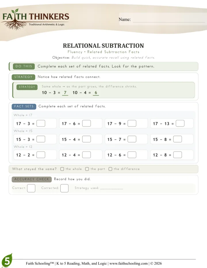 Fluency worksheet sample