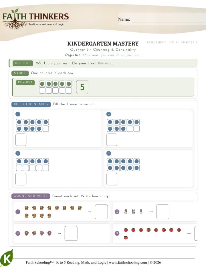 Counting Cardinality worksheet sample
