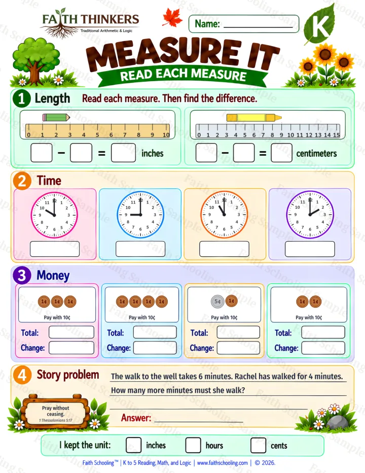 Kindergarten Measure It worksheet preview