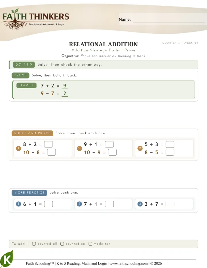 Prove worksheet sample