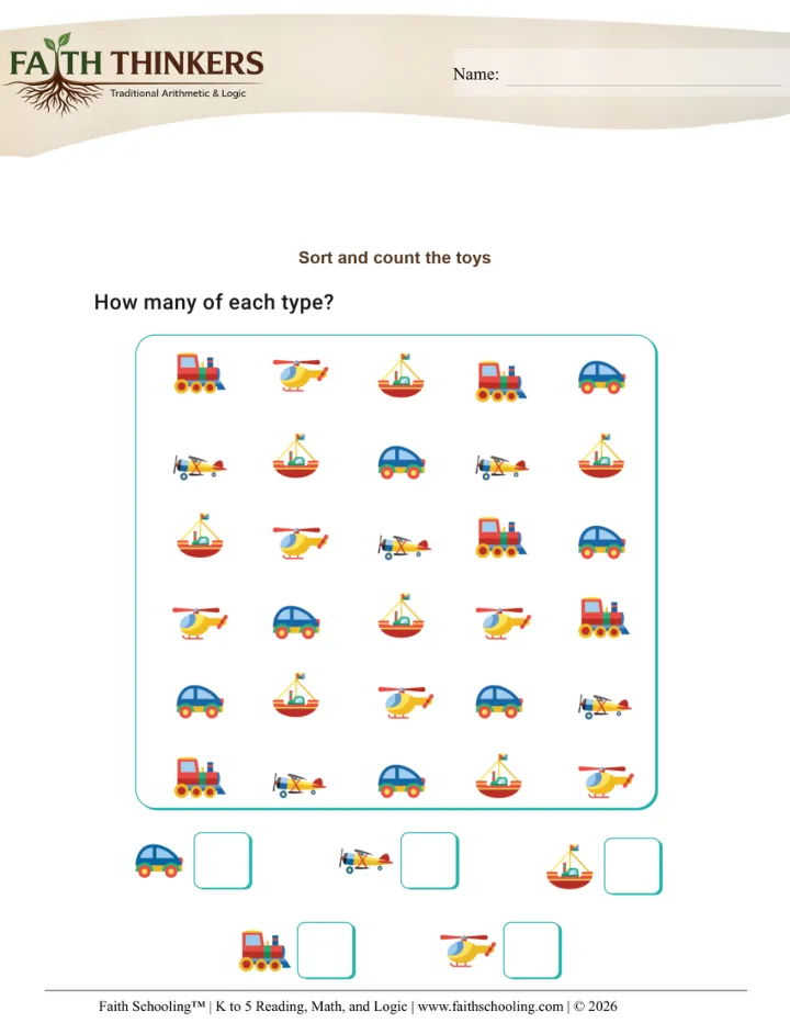 Counting worksheet sample
