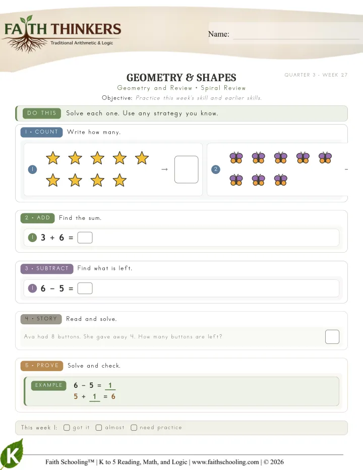 Spiral worksheet sample