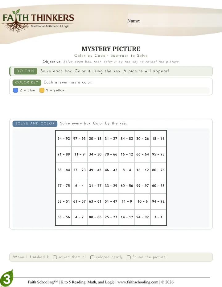 Mystery worksheet sample