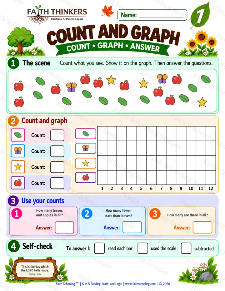 Grade 1 Count And Graph worksheet preview