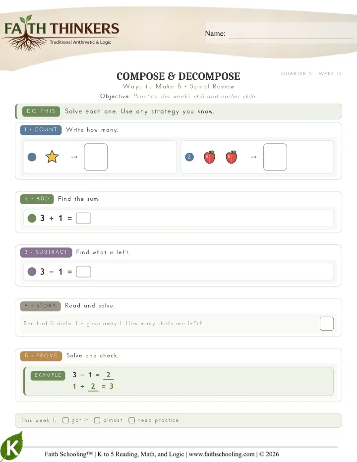Spiral worksheet sample