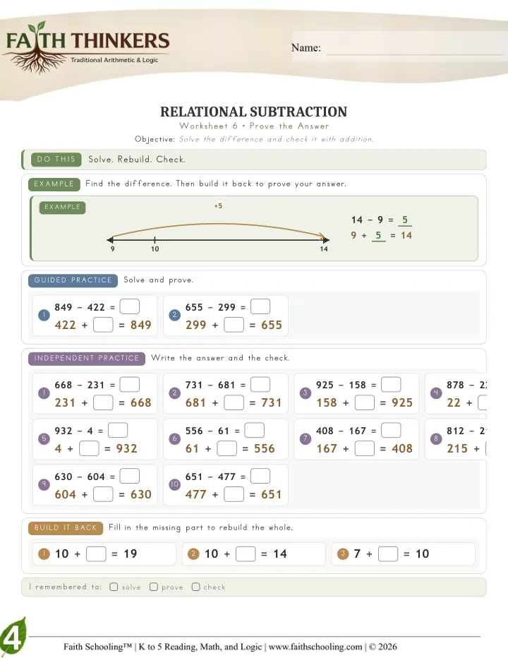 Prove worksheet sample