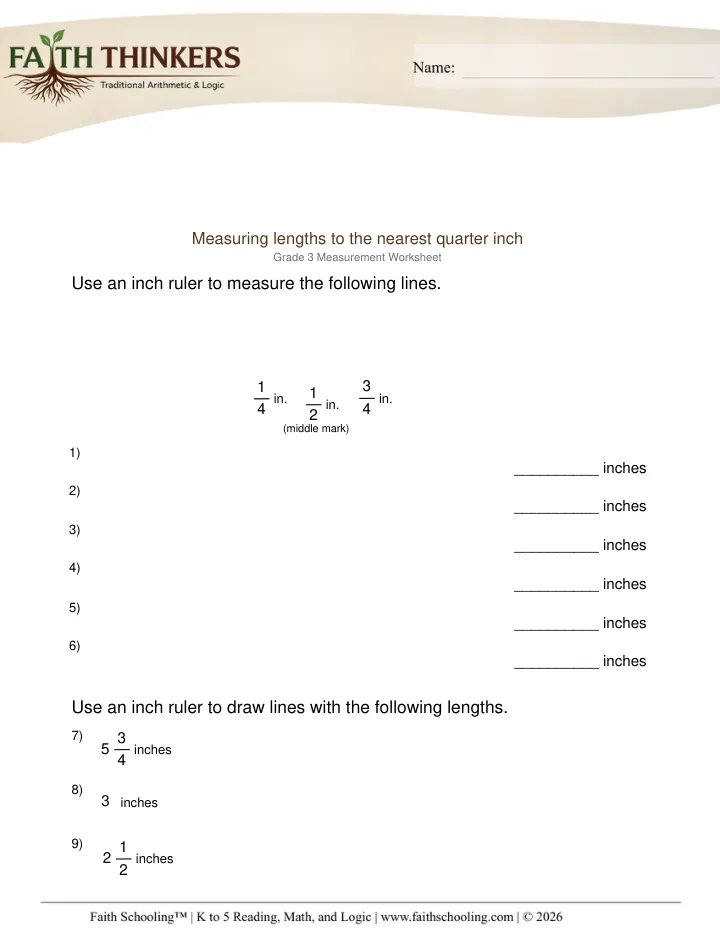 Length Distance worksheet sample