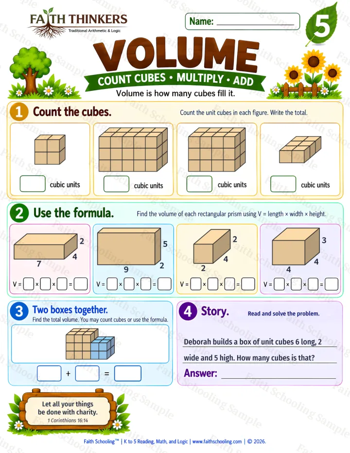 Grade 5 Volume worksheet preview