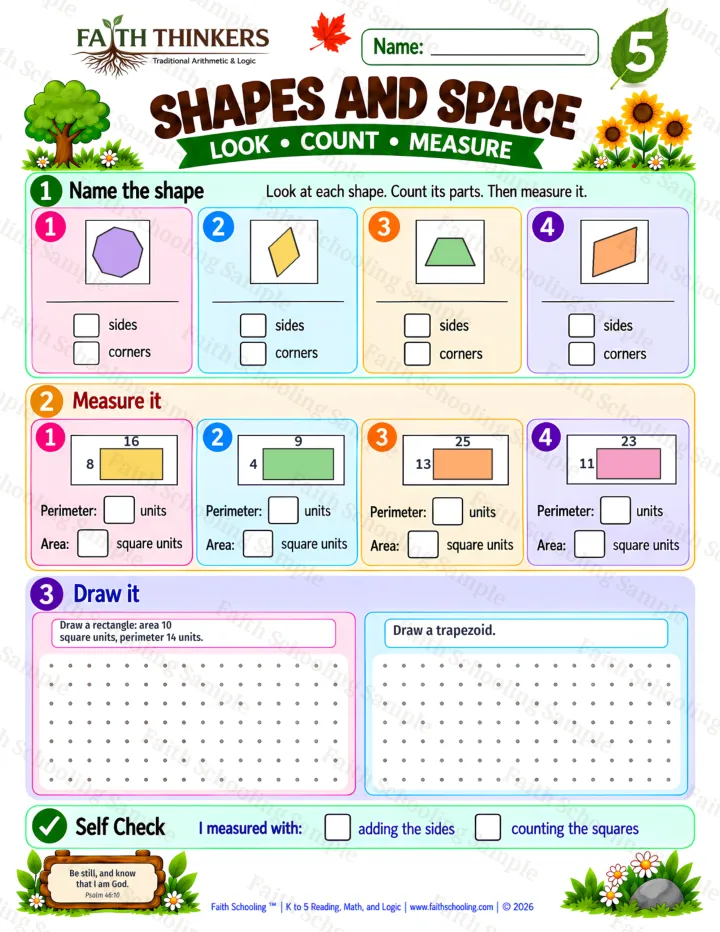 Grade 5 Shapes And Space worksheet preview