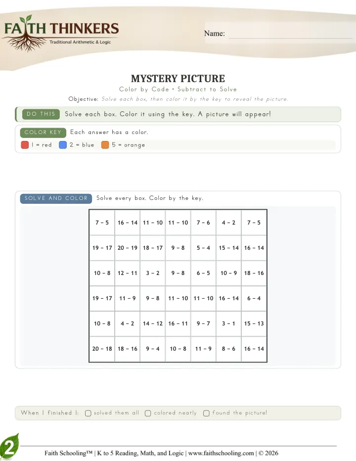 Mystery worksheet sample