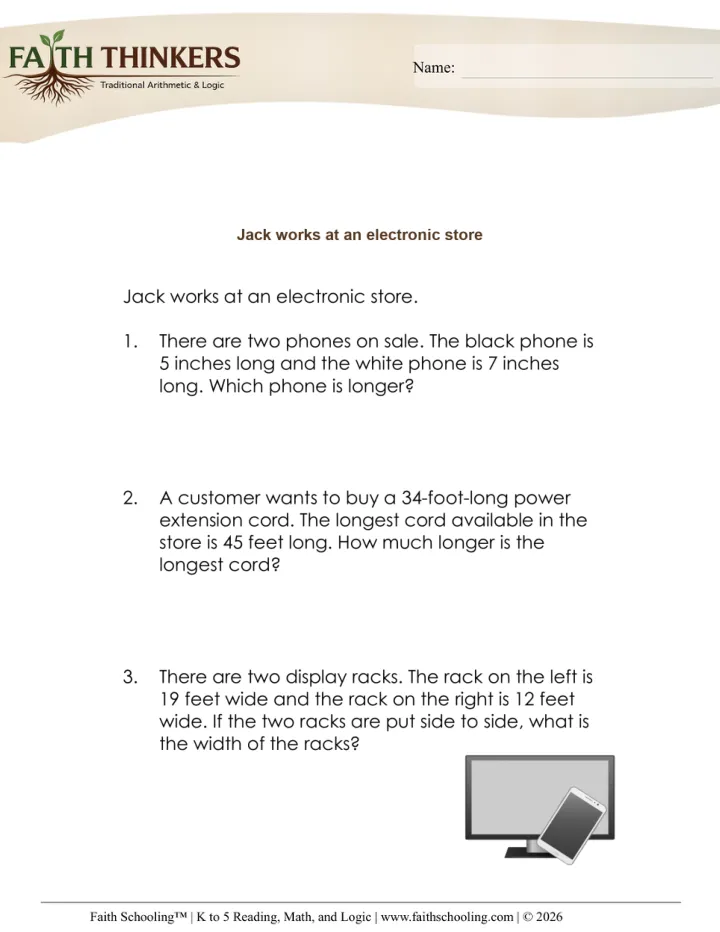 Length worksheet sample