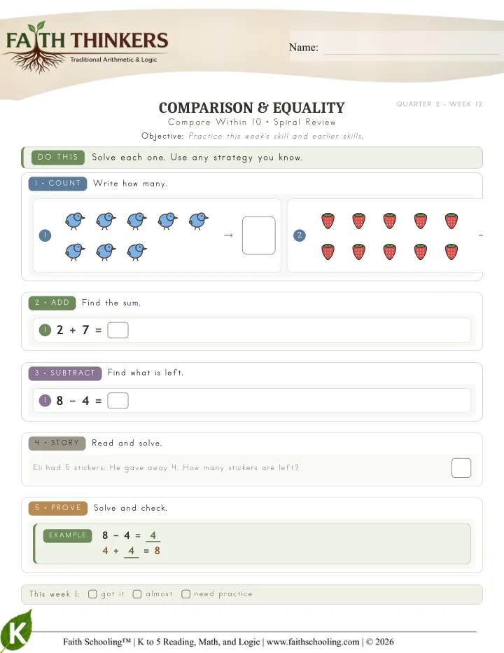 Spiral worksheet sample