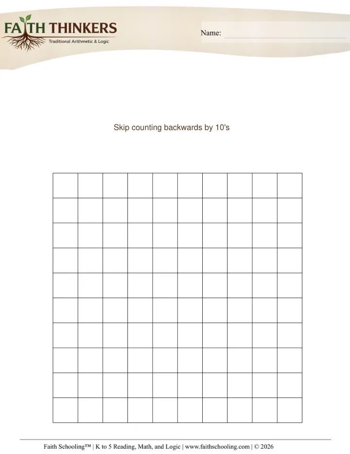 Skip Counting worksheet sample