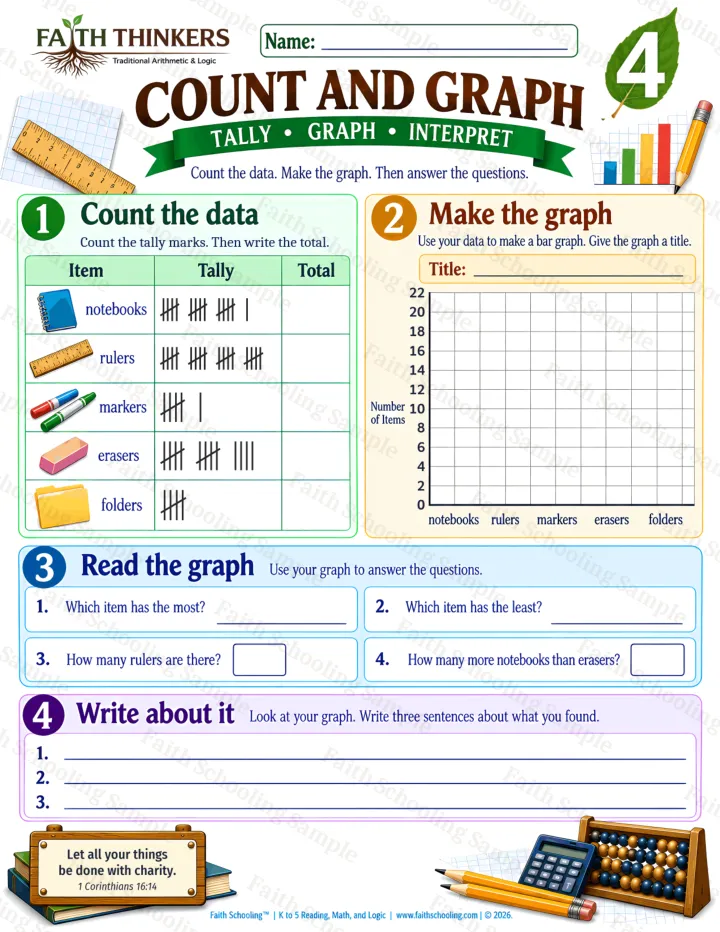 Grade 4 Count And Graph worksheet preview