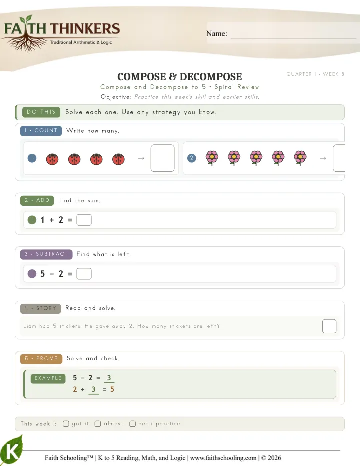 Spiral worksheet sample