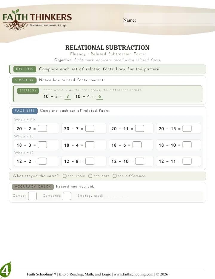 Fluency worksheet sample
