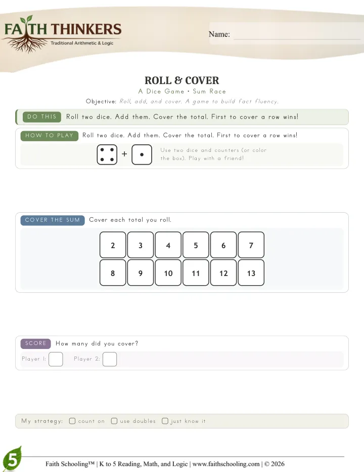 Rollcover worksheet sample