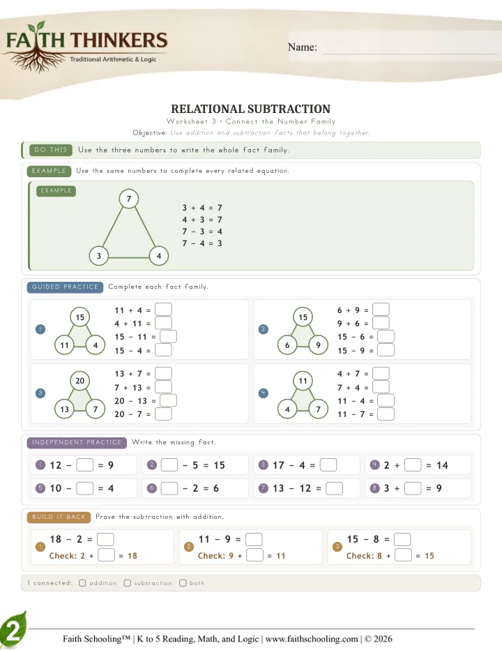 Connect worksheet sample