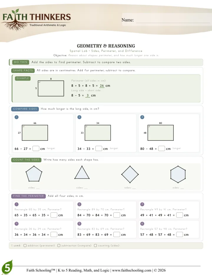 Geometry worksheet sample
