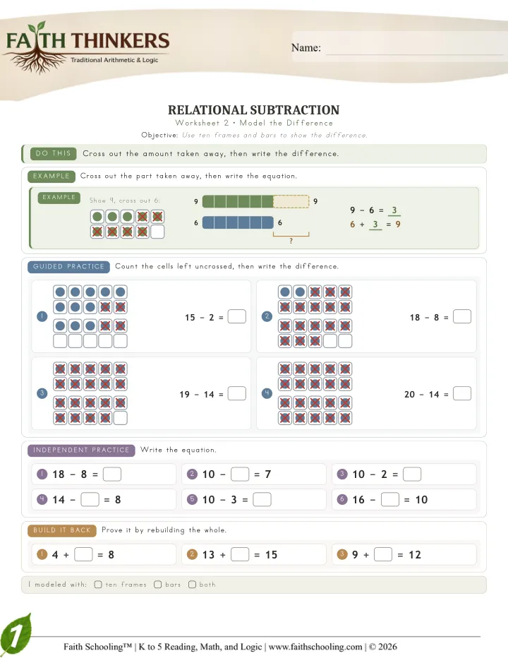 Model worksheet sample