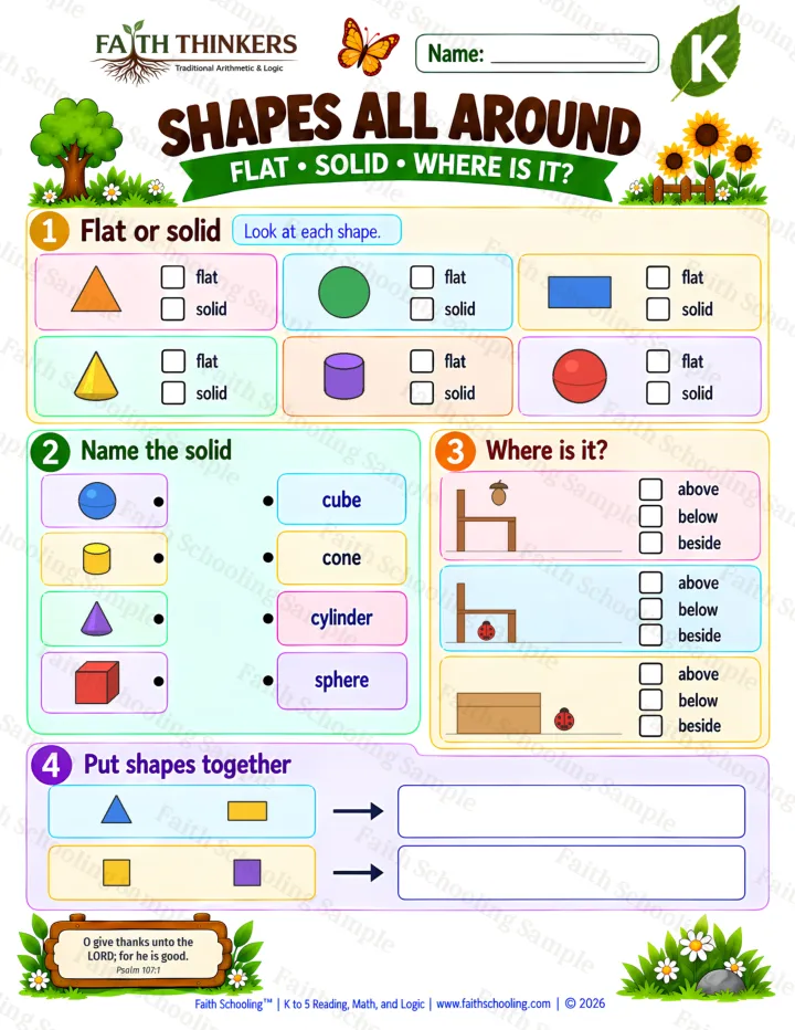 Kindergarten Shapes All Around worksheet preview