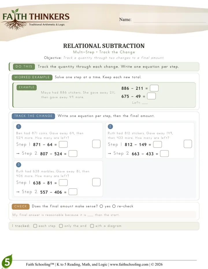 Multistep worksheet sample