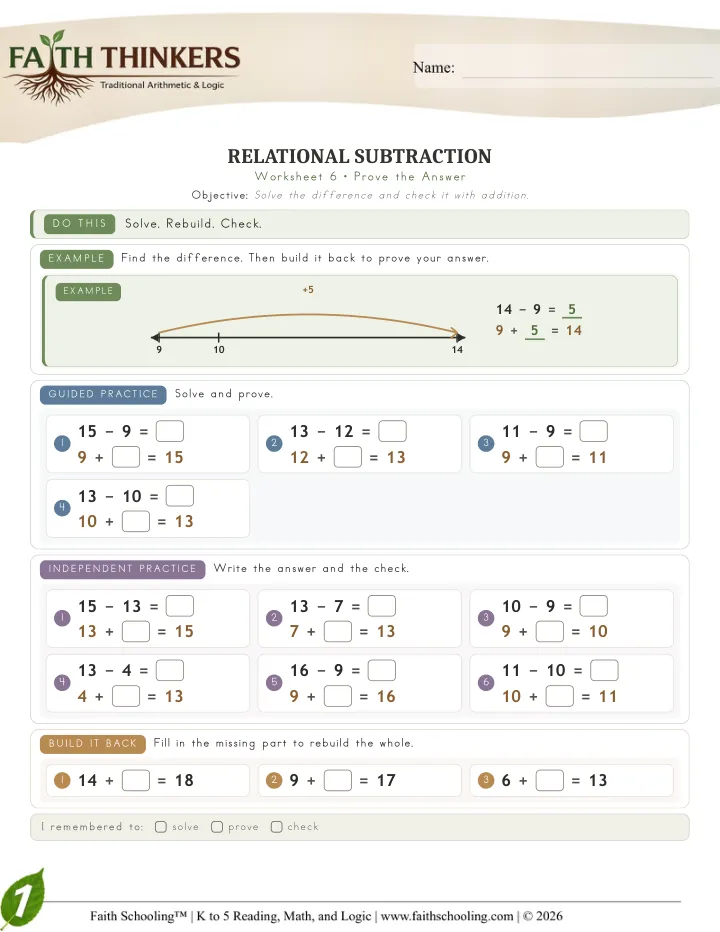 Prove worksheet sample