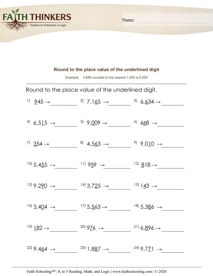 Rounding Estimation worksheet sample