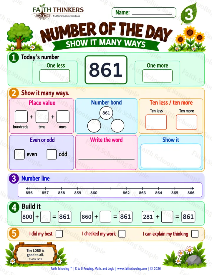 Grade 3 Number Of The Day worksheet preview