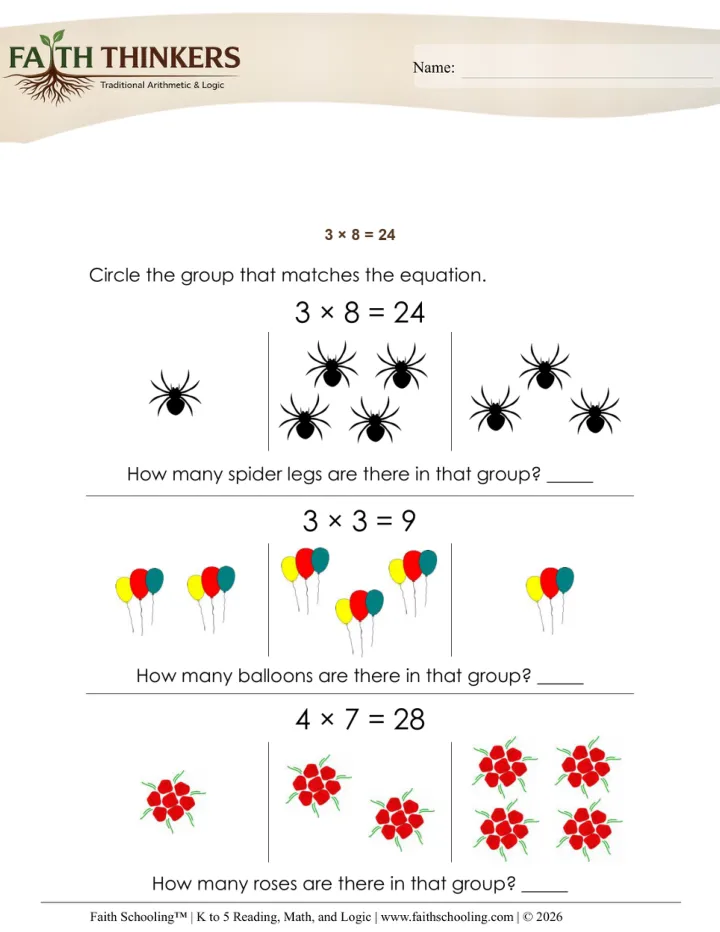 Understanding Multiplication worksheet sample