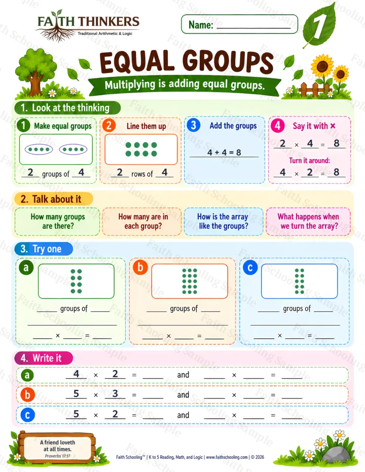 Grade 1 Equal Groups worksheet preview